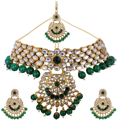 BHANA FASHION Alloy Gold-plated Green Jewellery Set(Pack of 4)