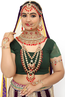 KK IMMITATION Alloy Gold-plated Red Jewellery Set(Pack of 10)