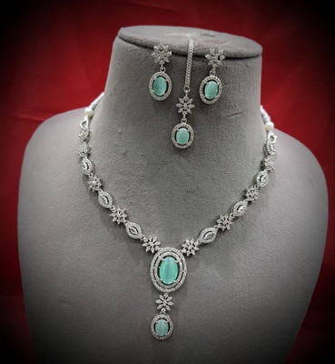 NEN COLLECTION Alloy Silver Turquoise Jewellery Set(Pack of 4)