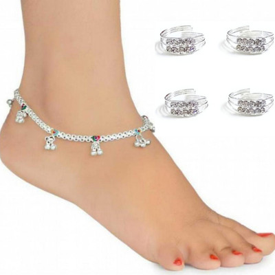 Qrown Alloy Silver White Jewellery Set(Pack of 2)