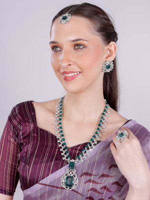 VATSALYA creation Alloy Rhodium Green Jewellery Set(Pack of 1)