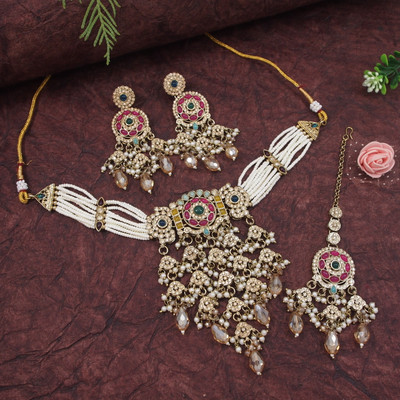 OrnaDzn Zevellery Alloy Gold-plated Multicolor Jewellery Set(Pack of 4)