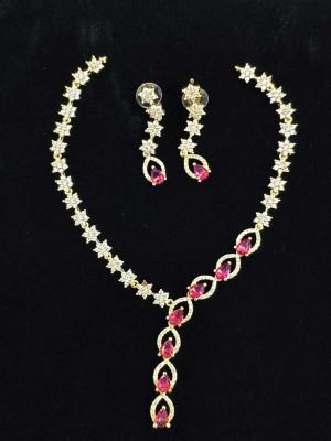 SL Enterprises Stainless Steel Gold, Pink Jewellery Set(Pack of 1)