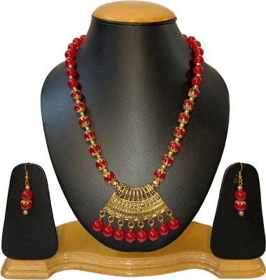 R Art Metal, Alloy Gold-plated Red Jewellery Set(Pack of 3)