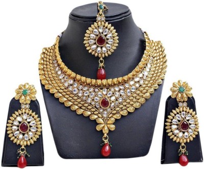 Styylo Jewels Alloy Gold-plated Green, Maroon, Gold, White, Multicolor Jewellery Set(Pack of 1)