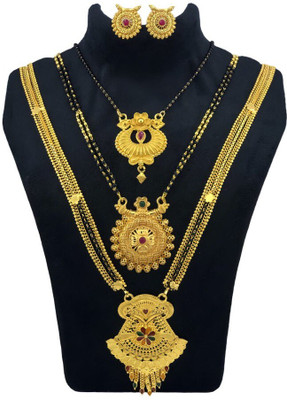 JRD GLOBAL Brass Gold-plated Gold, Multicolor Jewellery Set(Pack of 5)