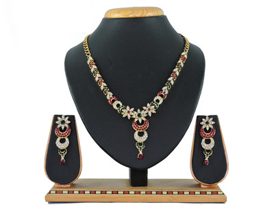 KAHAR CREATION Alloy Gold-plated Maroon, Green Jewellery Set(Pack of 1)