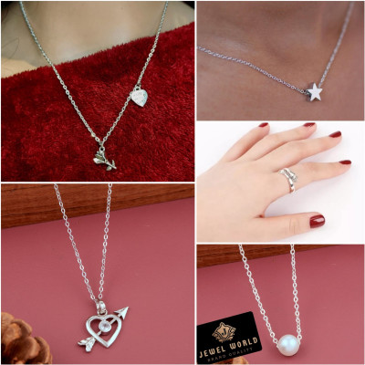 Jewel WORLD Metal, Silver Sterling Silver Silver, Multicolor Jewellery Set(Pack of 5)