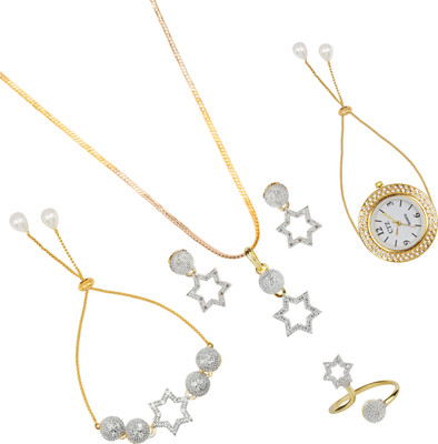 M Creation Alloy Gold-plated Gold Jewellery Set(Pack of 5)