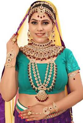 KK IMMITATION Alloy Gold-plated Maroon Jewellery Set(Pack of 10)