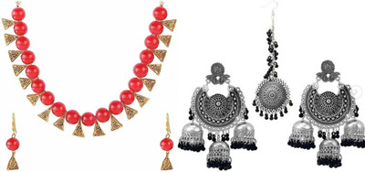 JMBW INTERNATIONAL Alloy Red, Gold, Black, Silver Jewellery Set(Pack of 2)