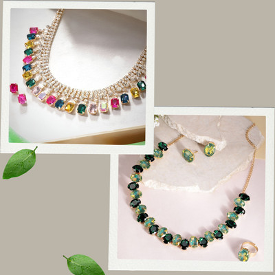 Orangenysha Alloy Gold-plated Multicolor Jewellery Set(Pack of 2)