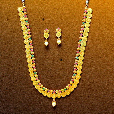 Aroras Bridal & Fashion Jewellery Brass Gold-plated Gold Jewellery Set(Pack of 1)