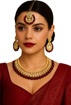 Sradha Alloy Gold-plated Purple Jewellery Set(Pack of 1)