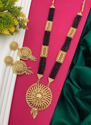 harikrushna enterprise Alloy Gold-plated Black, Gold Jewellery Set(Pack of 1)