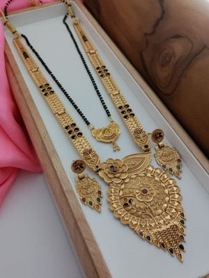 DENISHA Brass Gold-plated Gold Jewellery Set(Pack of 1)