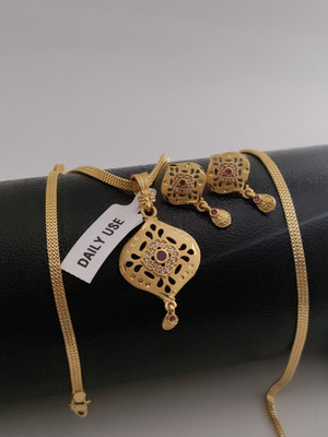 Bhagavati creation Brass Gold-plated Gold Jewellery Set(Pack of 1)