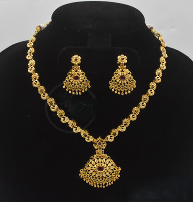 gvg Alloy Gold-plated Pink Jewellery Set(Pack of 2)