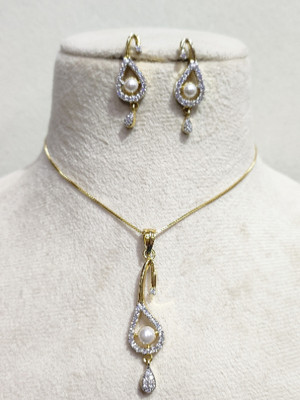 Amarlok Copper Gold-plated White Jewellery Set(Pack of 1)