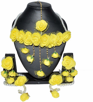 IJYA Creation Fabric Yellow, White Jewellery Set(Pack of 1)