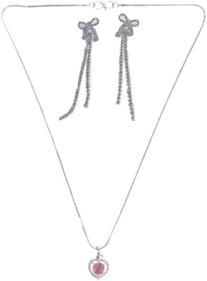 SRK Fashions Alloy Pink, Silver Jewellery Set(Pack of 1)