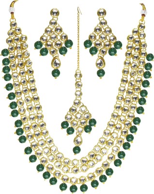 Dolls N Queens Copper Rhodium Green, White Jewellery Set(Pack of 1)