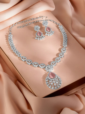 RUBANS Brass Rhodium Silver Jewellery Set(Pack of 2)
