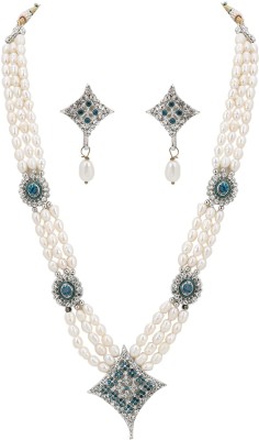 DD Pearls Mother of Pearl, Silver White, Blue Jewellery Set(Pack of 1)