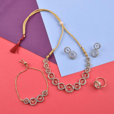 Opus Gems Alloy Gold-plated Gold Jewellery Set(Pack of 1)