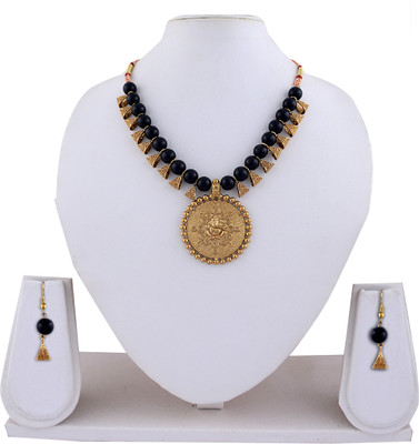 Darsha Collections Brass, Mother of Pearl, Alloy Gold-plated Black, Gold Jewellery Set(Pack of 1)
