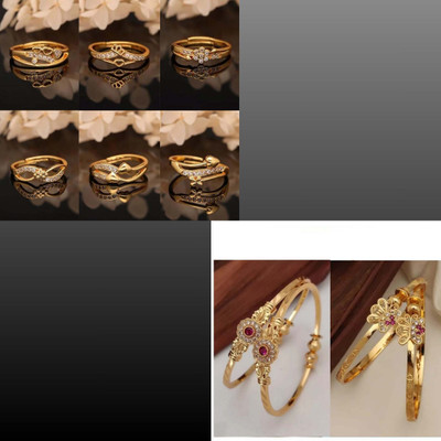 Alasca Brass Gold-plated Gold, Multicolor, Bronze Jewellery Set(Pack of 8)