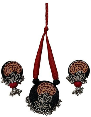 Le bijouxistic Fabric Black, Maroon Jewellery Set(Pack of 1)