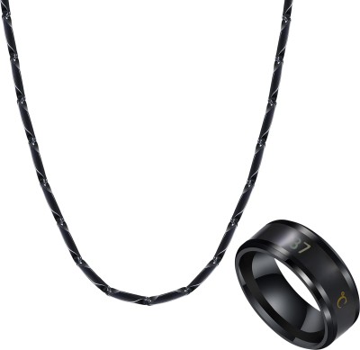 Fashion Frill Stainless Steel Silver Black Jewellery Set(Pack of 1)