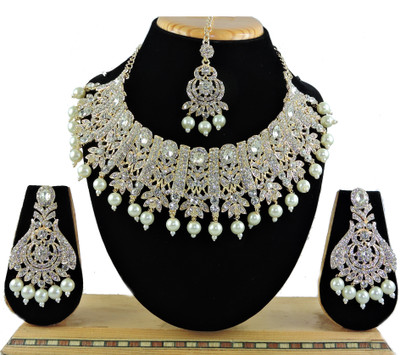 VATSALYA creation Alloy Gold-plated White Jewellery Set(Pack of 3)