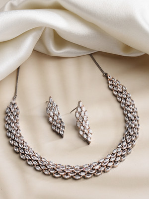 ZENEME Brass Gold-plated Rose Gold Jewellery Set(Pack of 1)