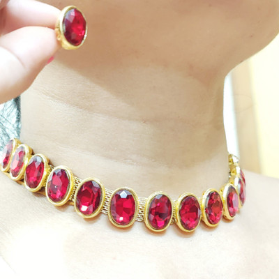 Buybox Metal Gold-plated Red Jewellery Set(Pack of 1)