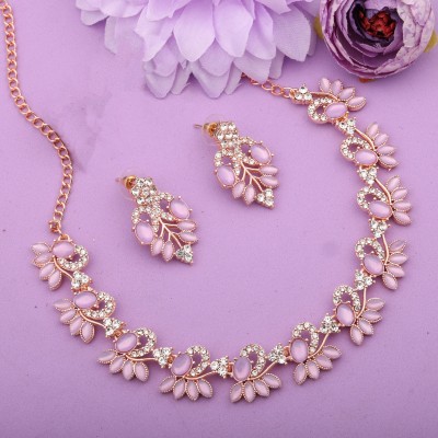 Vedda Brass Gold-plated Rose Gold, Purple, White Jewellery Set(Pack of 1)