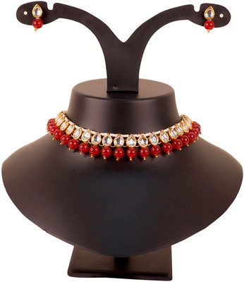 Swarajshop Alloy Gold-plated Red Jewellery Set(Pack of 3)