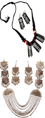 HOUSE OFF COMMON Oxidised Silver Black, Multicolor Jewellery Set(Pack of 2)