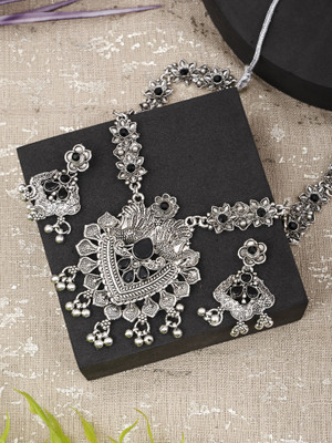 diva creationn Oxidised Silver, Alloy Black Silver Black Jewellery Set(Pack of 1)