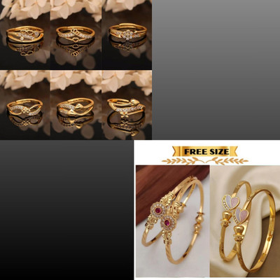 Parisal Brass Gold-plated Blue, Gold Jewellery Set(Pack of 8)