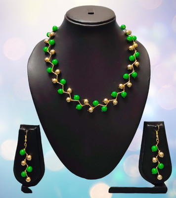 PRAGATI Alloy Gold, Green Jewellery Set(Pack of 3)