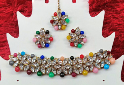 SIRVI ART Alloy Gold-plated Multicolor Jewellery Set(Pack of 4)