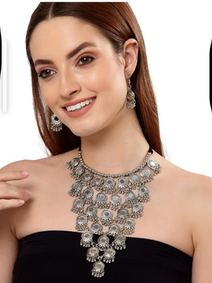 Aaruhi Degine Creation Brass, Silver White Jewellery Set(Pack of 1)