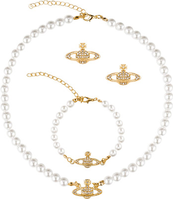 sannidhi Alloy White Jewellery Set(Pack of 4)