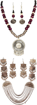 HOUSE OFF COMMON Oxidised Silver Black, Silver, Multicolor Jewellery Set(Pack of 2)