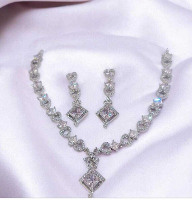 mmm Alloy Silver Platinum Jewellery Set(Pack of 1)