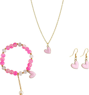 enten Metal Gold-plated Pink Jewellery Set(Pack of 1)