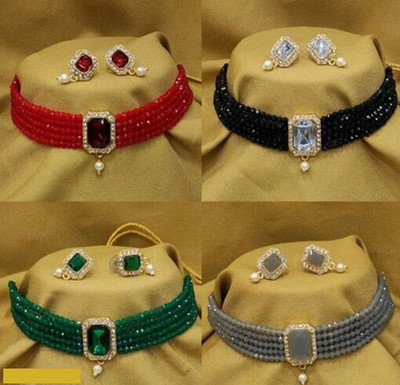 Jyeana Alloy Gold-plated Multicolor Jewellery Set(Pack of 4)