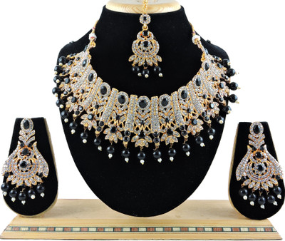 VATSALYA creation Alloy Gold-plated Black Jewellery Set(Pack of 3)